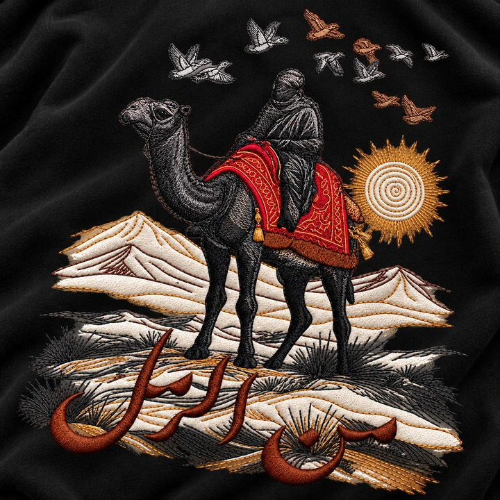 DESERT HERITAGE HOODIE — تفاصيل الطباعة الأصلية